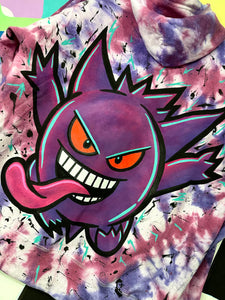 Hoodie Gengar & Co. - teñida y pintada a mano