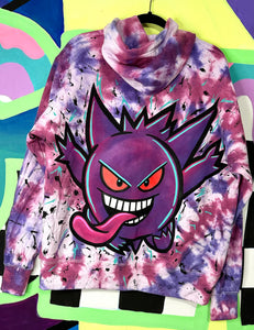 Hoodie Gengar & Co. - teñida y pintada a mano