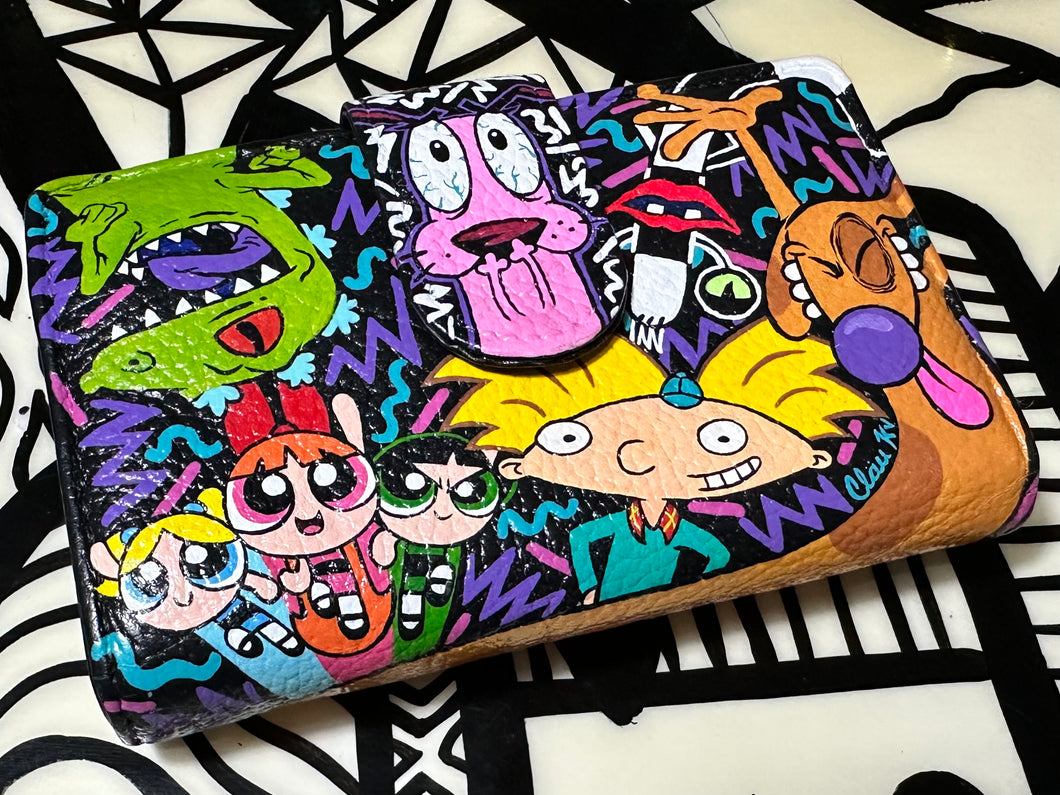 Cartera 90s de piel pintada a mano