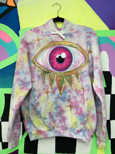 Hoodie SEE U ☀️👁 - hand dyed and painted