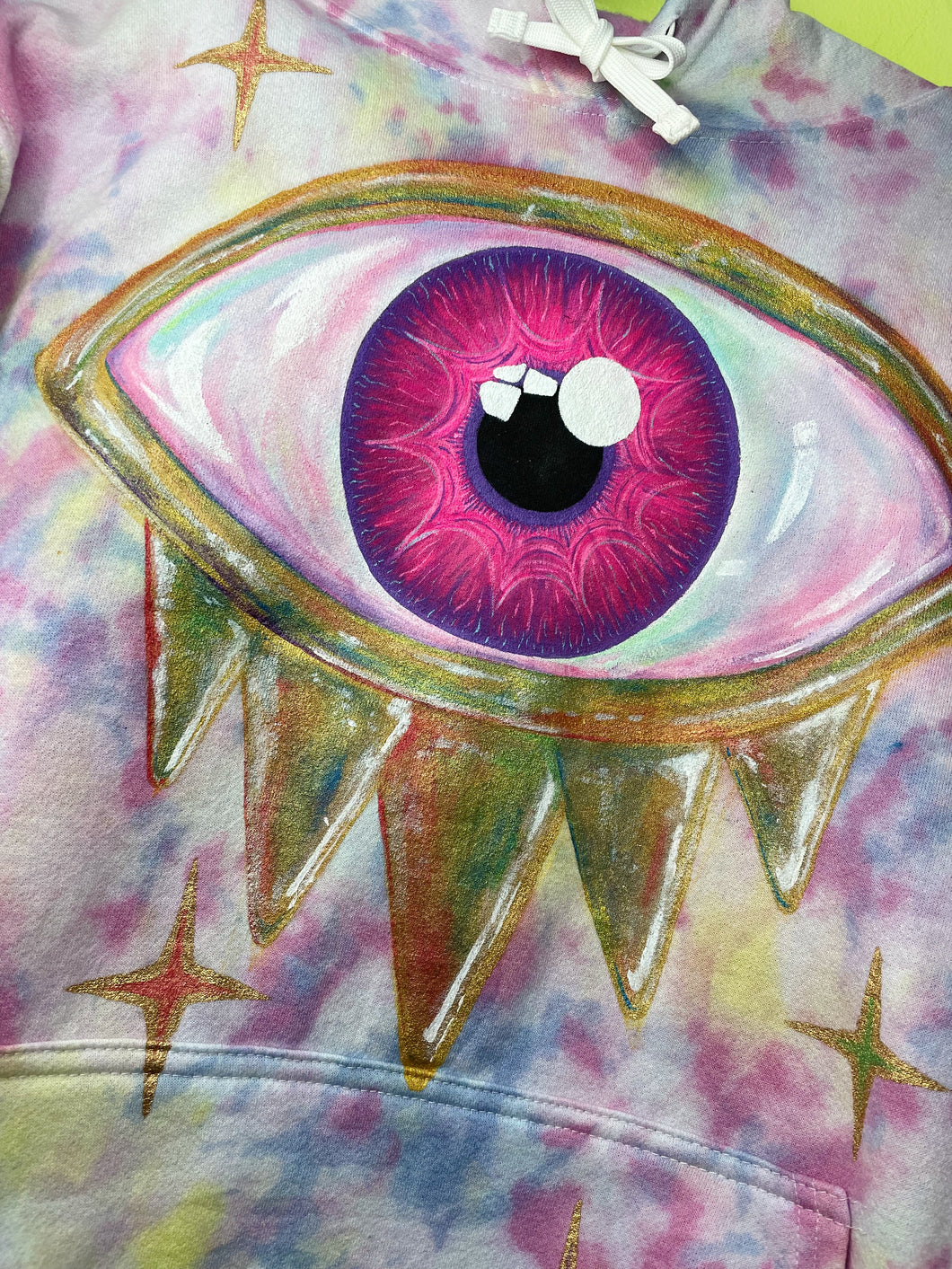 Hoodie SEE U ☀️👁 - hand dyed and painted