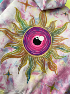 Hoodie SEE U ☀️👁 - hand dyed and painted