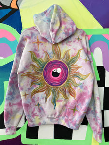 Hoodie SEE U ☀️👁 - hand dyed and painted